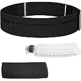 Running Belt for Women & Men-Waterproof Running Bag Belts Fanny Pack with Water Bottle & Cooling towels-Adjustable Reflective Belt Waist Pack with 3 pocket for Jogging, Hiking, Gym & Travel (Medium)