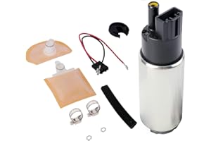 MUCO New 1pc High Performance Electric Gas Intank EFI Fuel Pump With Strainer/Filter + Rubber Gasket/Hose + Stainless Steel Clamps + Universal Connector Wiring Harness & Necessary Installation Kit