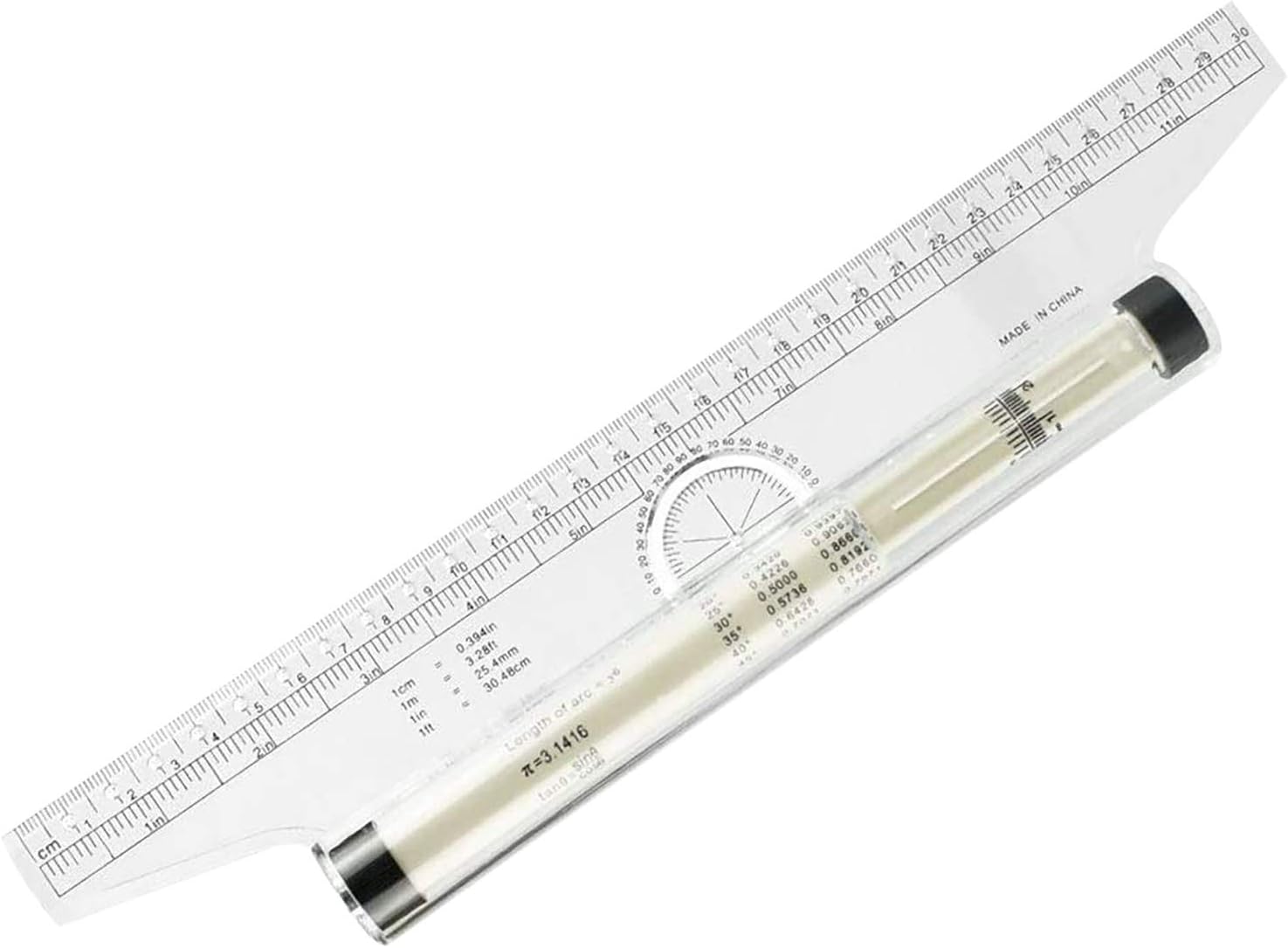 LONGCHAO Rolling Parallel Ruler 30cm, MultiPurpose Measuring Rolling
