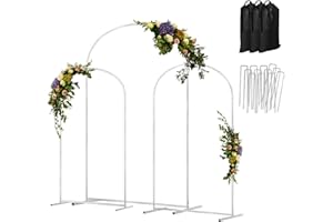 COLRASN Metal Arch Backdrop Stand Set of 3 Wedding Arches for Ceremony Bridal Arch Stand 7.2FT & 6.6FT & 6FT Garden Arbor Frame for Wedding Birthday Party Baby Shower Background Decor, White