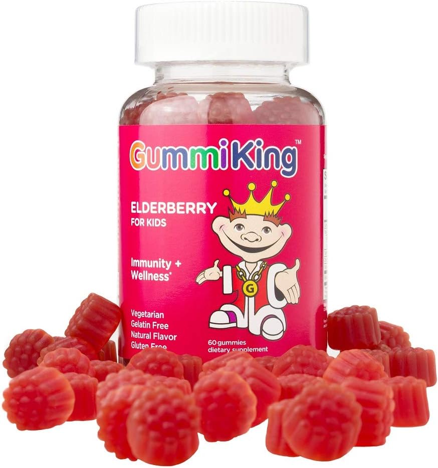 Elderberry Gummi (Dietary Supplements), Natural Rasberry, 60 Count,Redish