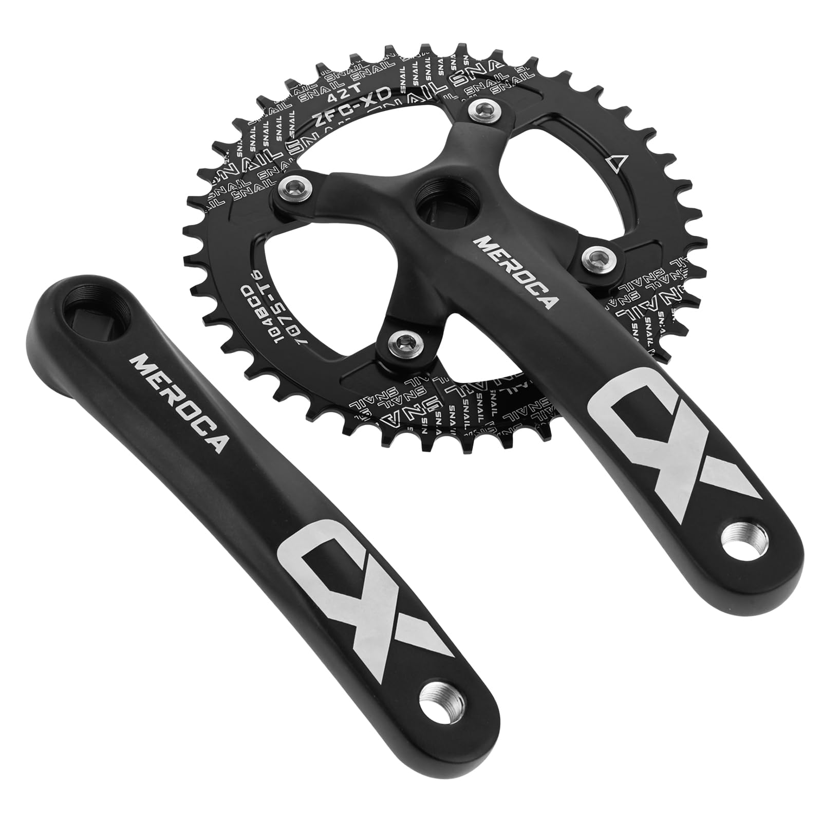 SURIEEN 42T Mountain Bike 170mm Square Crankset, Single Speed Crankset, 104 BCD Bike Crank Arm Set for Mountain Bike, Road bike, Folding bike, MTB