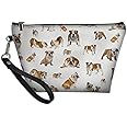 Howilath Fashion English Bulldog Cute Dog Pattern PU Leather Makeup Bag Travel Cosmetic Storage Pouch Shopping Casual Clutch Bag