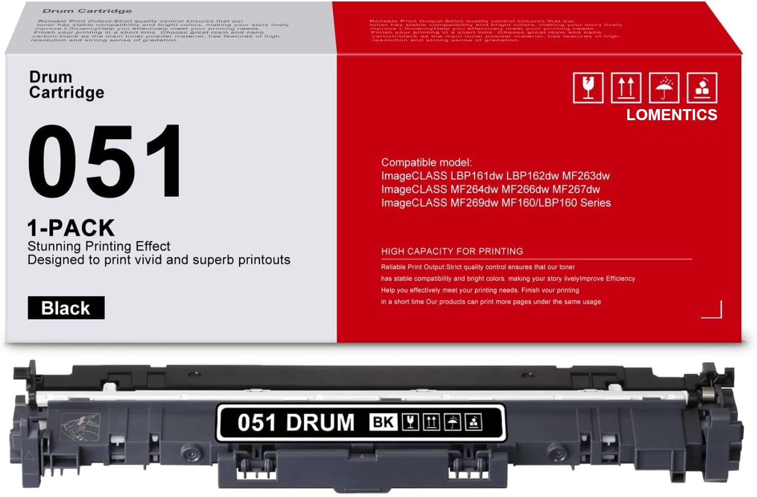 Photo 1 of 1-Pack 051 Drum Unit Black: Compatible 051 Drum Unit Replacement for imageCLASS MF264dw MF267dw MF269dw LBP162dw Printer