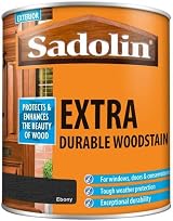 Sadolin Extra Woodstain Ebony 1L Yellow Tin for Windows Doors Conservatories view 2