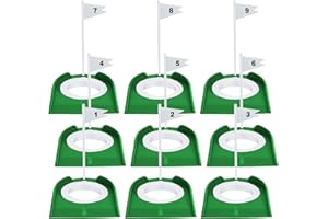 LAIAMER 9 Pack Golf Putting Cup and Flag Plastic Golf Putting Practice Training Aids Indoor and Outdoor Training for Kids Men Women Office Backyard Garage Accessories
