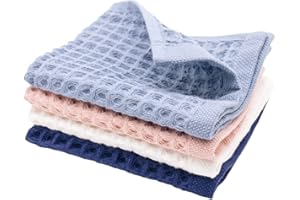 sea me at home Waffle Washcloth Set, 100% Cotton (4 Pcs Washcloth 13x13 inches, Mixed)