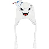 Ghostbusters Beanie Hat, Stay Puft Marshmallow Man Peruvian Winter Knit Cap with Tassels, White, One Size
