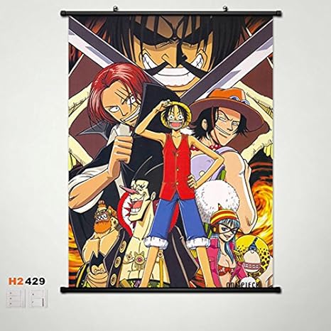 Amazon ホームデコレーションアニメone Piece Aceルフィシャンクスrogerウォールスクロールポスターファブリックペイント23 6 31 5インチ429 アートフレーム ポスター オンライン通販
