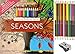 Seasons Adult Coloring Book Set With 24 Colored Pencils And Pencil Sharpener Included: Color Your Way To Calm