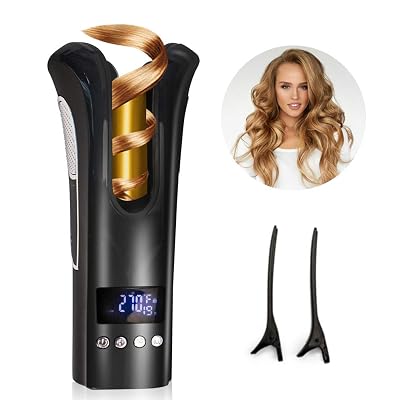 Curling Iron curler Automatic with Tourmaline Ceramic Heating and LED Digital Mini Portable Curler Air Curling Wand,B
