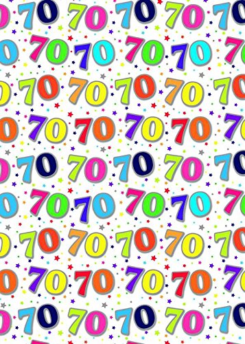 Special Age 70 Gift Wrapping Paper 1 Sheet & Matching Gift Tag - 70th Birthday