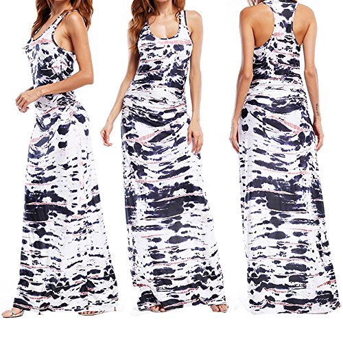 Elegant Plus Size Maxi Dress for Women,Chaofanjiancai Lady Striped Long Boho Dress Casual Sleeveless Beach Summer Sundress (XL, Multicolor04)