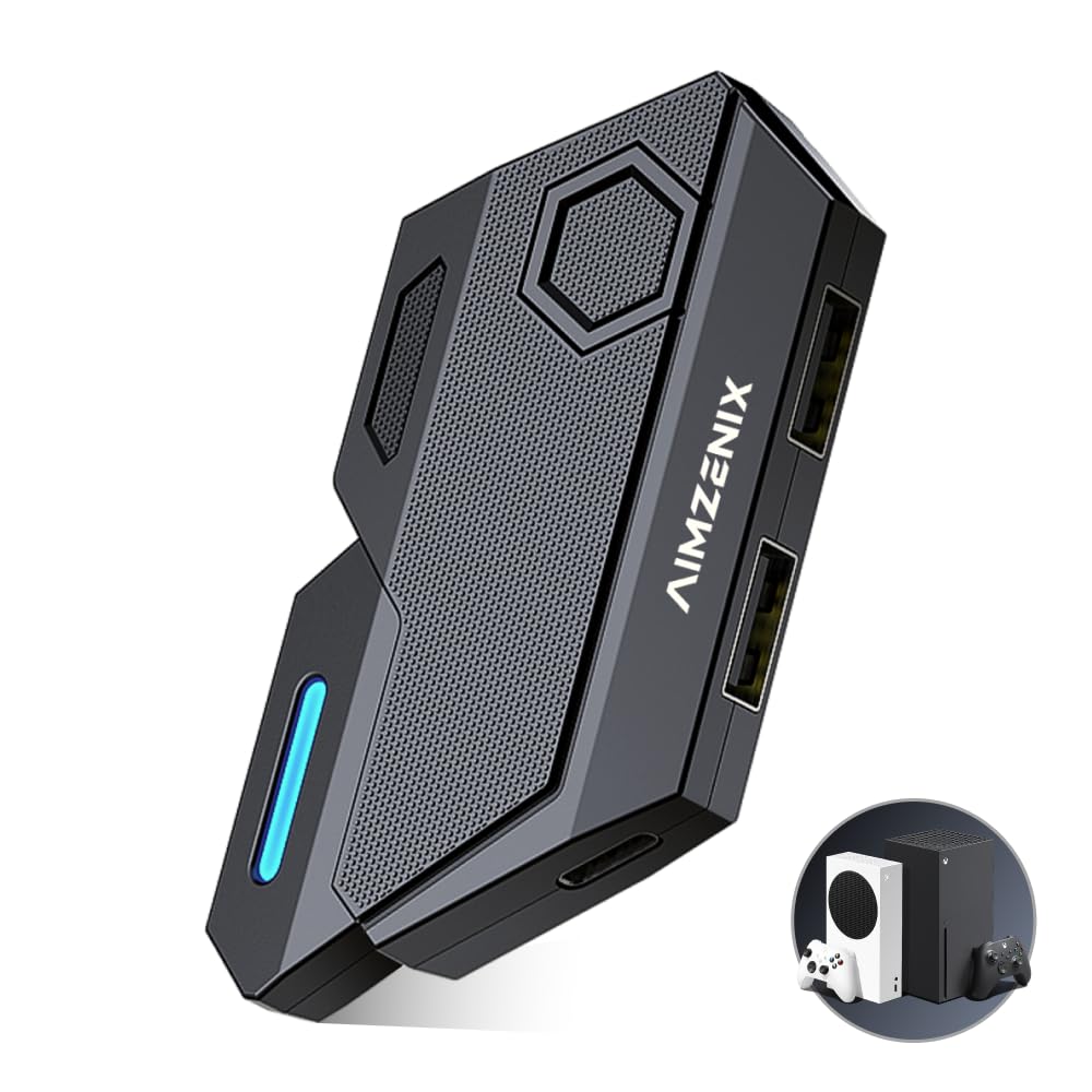 Photo 1 of AIMZENIX Keyboard and Mouse Adapter Compatible with Nintendo Switch, Xbox Series X/S, Xbox 360,PS4, Nintendo Switch2 Compatible Custom Key Mapping, Comes with Instruction Manual, Black.