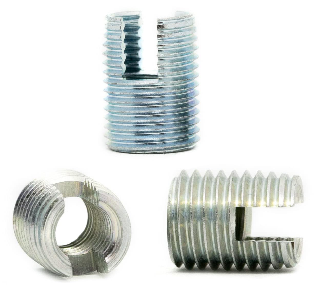 M10 (10mm) Slotted Self Tapping Repair Threaded Inserts External and Internal Thread Hardened Steel AN335 (Pack of 5) G01B/1