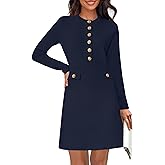 NENONA Women's 2026 Long Sleeve Fall Winter Sweater Dress Spring Fashion Button Elegant Business Casual Work Mini Dresses