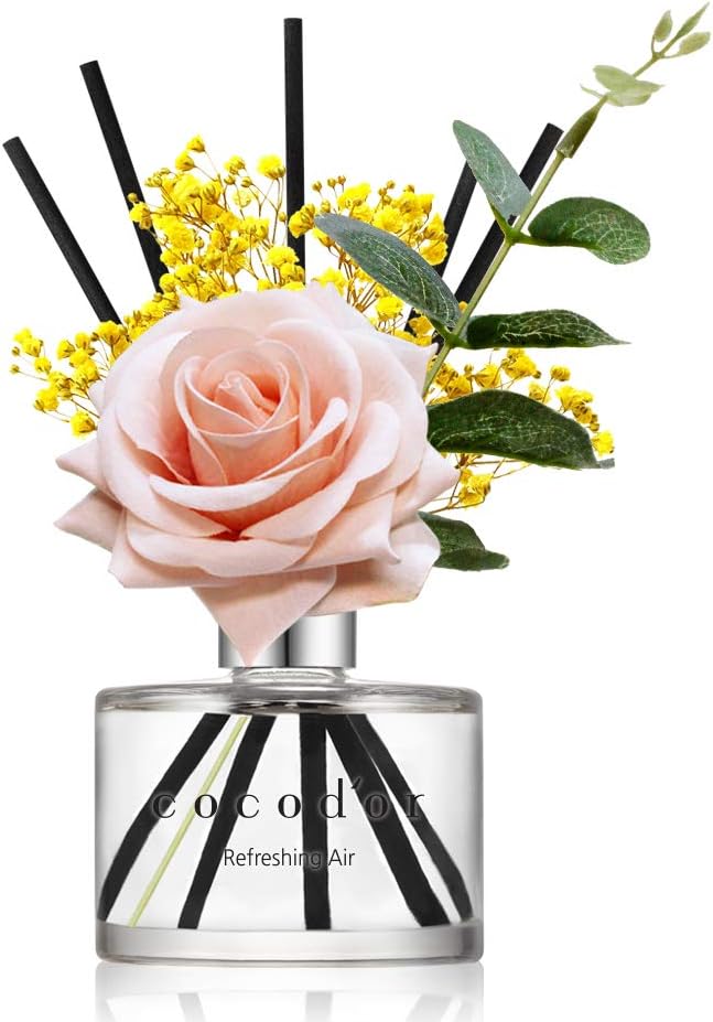 COCODOR Rose Reed Diffuser Set / 200ml / Refreshing Air/Scent Diffuser with Sticks Home Fragrance, Rose/200ml/1Pack