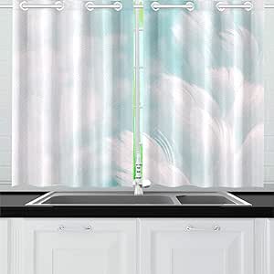 YXUAOQ Plumas Blancas y esponjosas en Color Verde Azulado Cortinas de