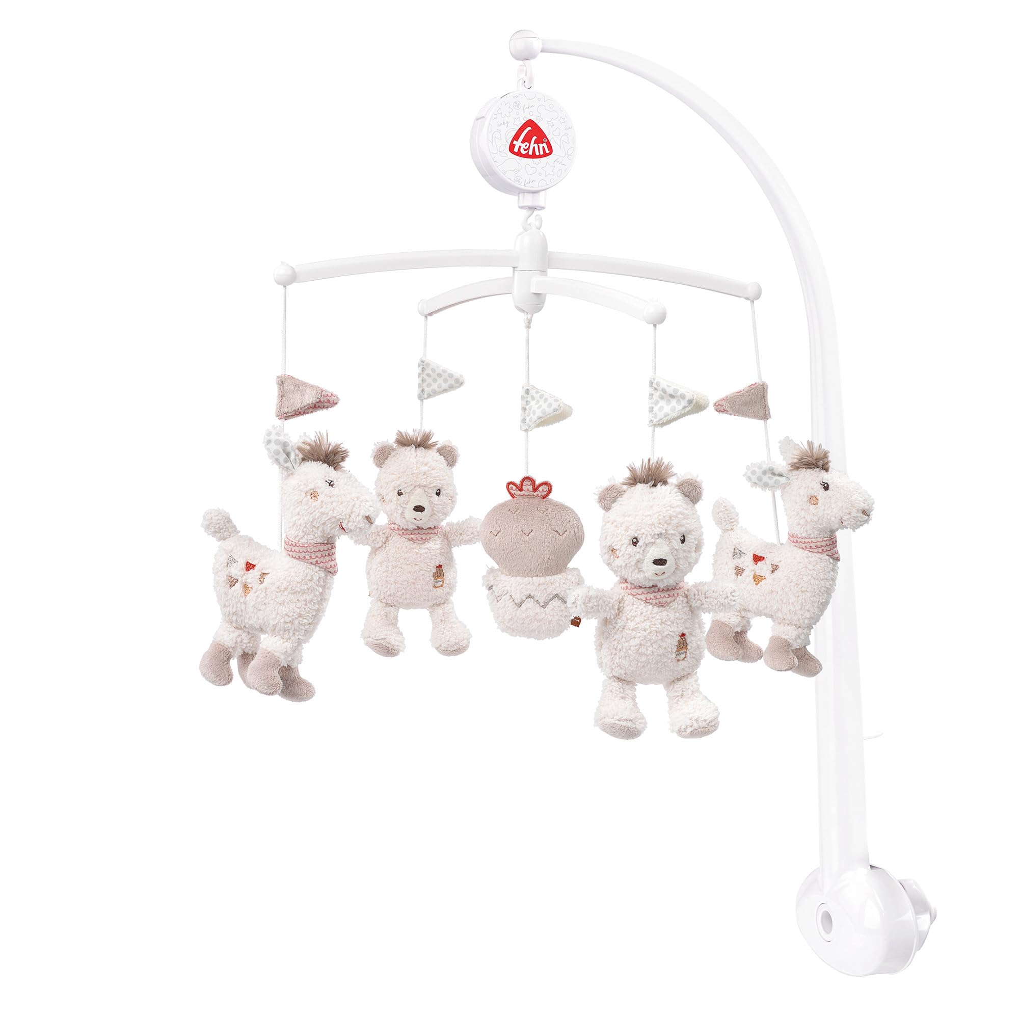 Fehn 058024 Peru Musical Mobile – with the Gentle Melody Weißt Du Wie viel Sternlein Stehen (Do you know how many little stars there are) and Fluffy Figures – for Babies up to 5 Months