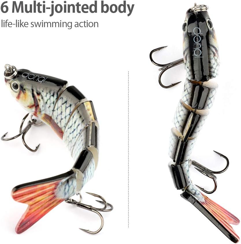 HXC Fishing Lures 3D Fishing Baits Multi-Jointed Fishing Lure Pike Lures Set Sinking Bionic Swimbait Sea Fishing Tackle Roach Lure Life-Like Artificial Baits (6 Segments 3PCS) : Sports & Outdoors