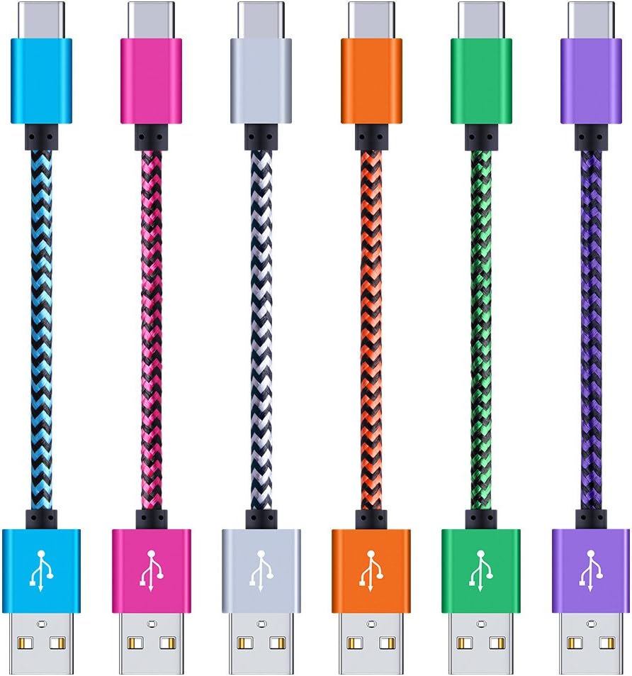 USB Type C Cable, 6-Pack 6ft Nylon Braided USB C USB to USB C Cable Nylon Braided Fast Charger Cord for Samsung Galaxy S9 Note 8 S8 Plus,Google Pixel XL 2,LG G6 V20 V30,Moto Z
