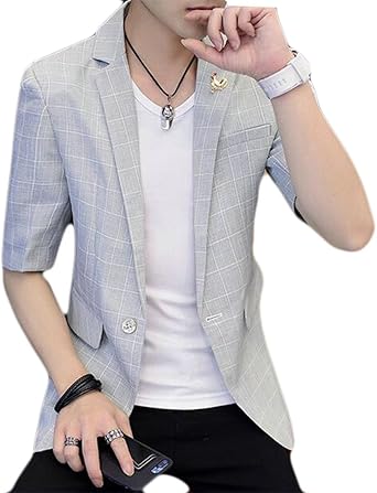 short sleeve linen blazer