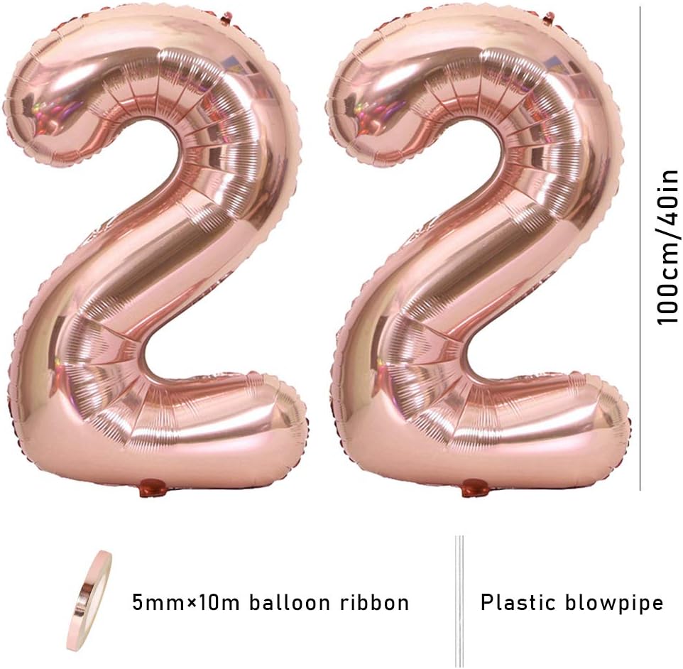 Ceqiny 40 Inch 22nd Number Mylar Balloon, Giant Foil Alphabet for Birthday Party Wedding, Bridal Shower - Image 3