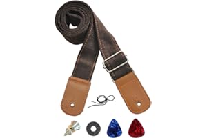 Farcaya Ukulele Strap Cotton Linen Adjustable Uke Shoulder Strap with Picks Lock Button End Pin for Soprano Concert Tenor Baritone (Coffee)
