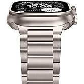 Anlinser Metal Bands Compatible with Apple Watch Band 49mm 46mm 45mm 44mm 42mm for Women Men, Stainless Steel Business Strap for iWatch Ultra 3/2/1 SE Series 11 10 9 8 7 6-1 (Titanium)