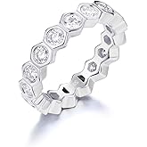 18K White/Yellow Gold Plated Silver Eternity Ring With 1.70 Carat Total Weight Moissanite (D Color, Round Brilliant, VVS Clarity) Ring For Women, Gift For Her Jewelry For Women Comes With Gift Box