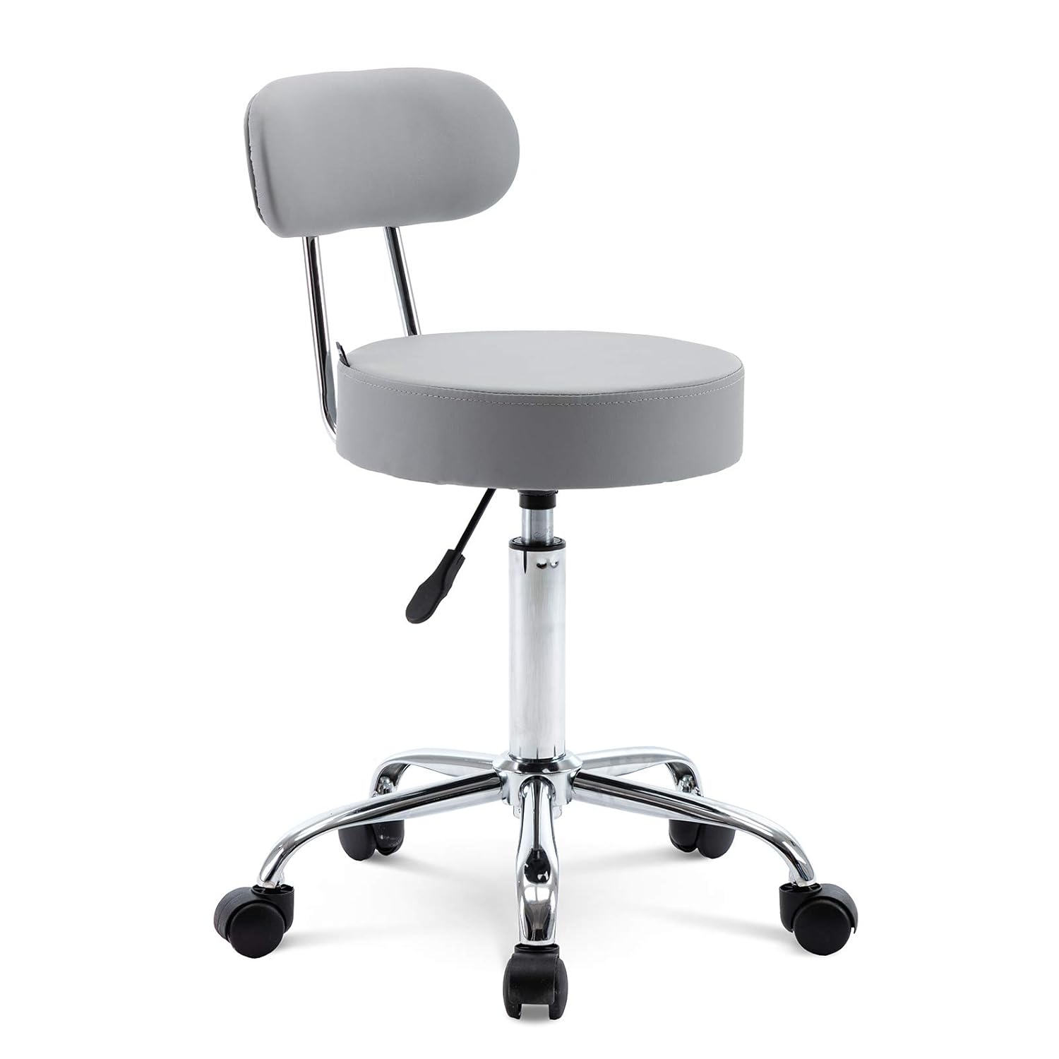 Artechworks Adjustable Rolling Swivel Massage Stool for Salon Spa Tattoo Facial Medical Office Stool Chairs with Backrest Wheels and Metal Plate Frame Grey(1 Pcs): Furniture & Decor