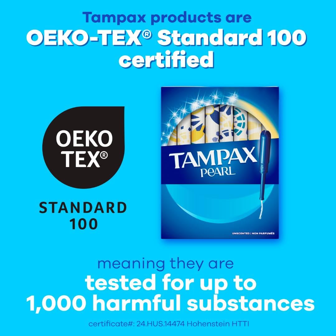 Tampax Pearl Tampons for Women Multipack, with LeakGuard Braid, Regular/Super Absorbency, Unscented, 34 Count