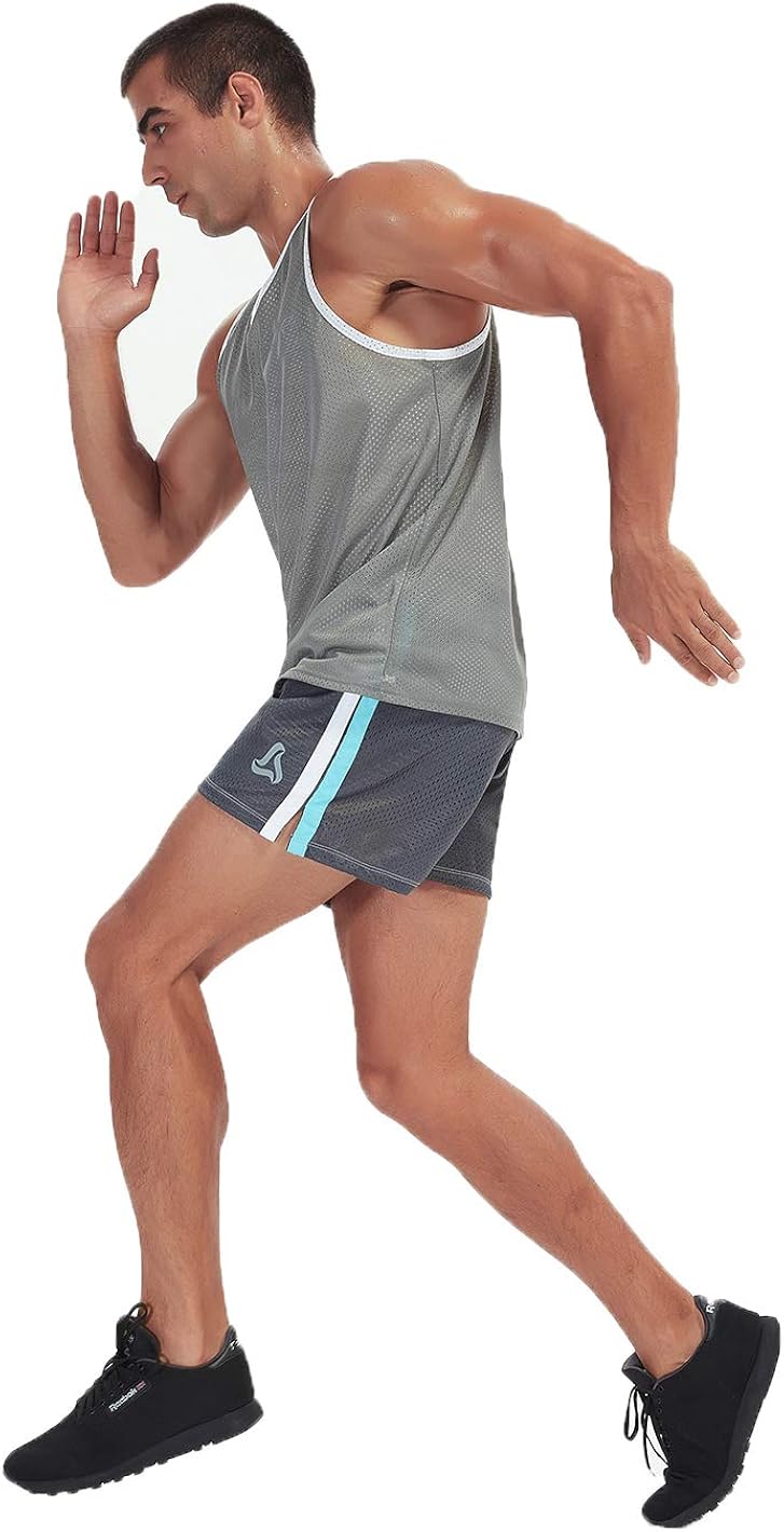 SILKWORLD Men's Mesh Athletic Running Shorts with Pockets: Clothing