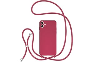 UEEBAI Crossbody Lanyard Phone case for iPhone 11 6.1 inch, Silicone Phone Cover with Adjustable Necklace Strap Soft Belt Neck Cord Lanyard Shockproof Protective Case - Peach