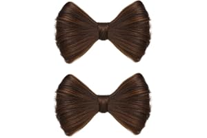 JOWXSX 2 Pcs Bowknot Wig Clips Fake Hair Buns Clip Hair Bow Hairpiece Barrettes Hair Extensions Clips Decorative Hair Styling Clip for Women Girls (Light Brown)