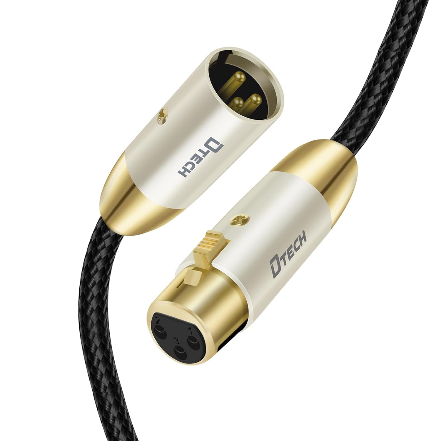 DTECH XLR to XLR Microphone Cable Male to Female Balanced Audio Cord for Mic Speaker PA Systems Standard 3 Pin Gold Plated Connectors Nylon Braided Instrument Wire (1M)