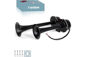 FARBIN Car Horns 12V Electric Truck Horn Loud Train Horn for Car Dual Horns for Motorcycle Semi Truck Pickup SUV Boat (Black)