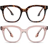 ZESAKER Oversized Reading Glasses for Women Men Large Frame Square Blue Light Blocking Computer Readers Spring Hinge