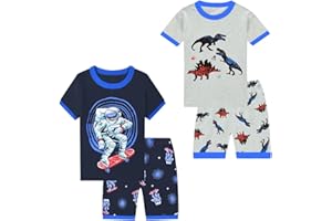 VVEIRAN Pajamas Boys Toddler Kids Children'sOutfit Nightwear 100% Cotton Clothing Sets Children's Sleepwear Short Sleeve Pjs