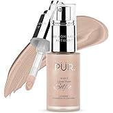 PÜR MINERALS 4-in-1 Love Your Selfie Foundation & Concealer - Longwear Full Coverage Liquid Makeup Foundation with Hydrating Blend for Refined-Looking, Natural Beauty Glow, Skin Texture & Tone