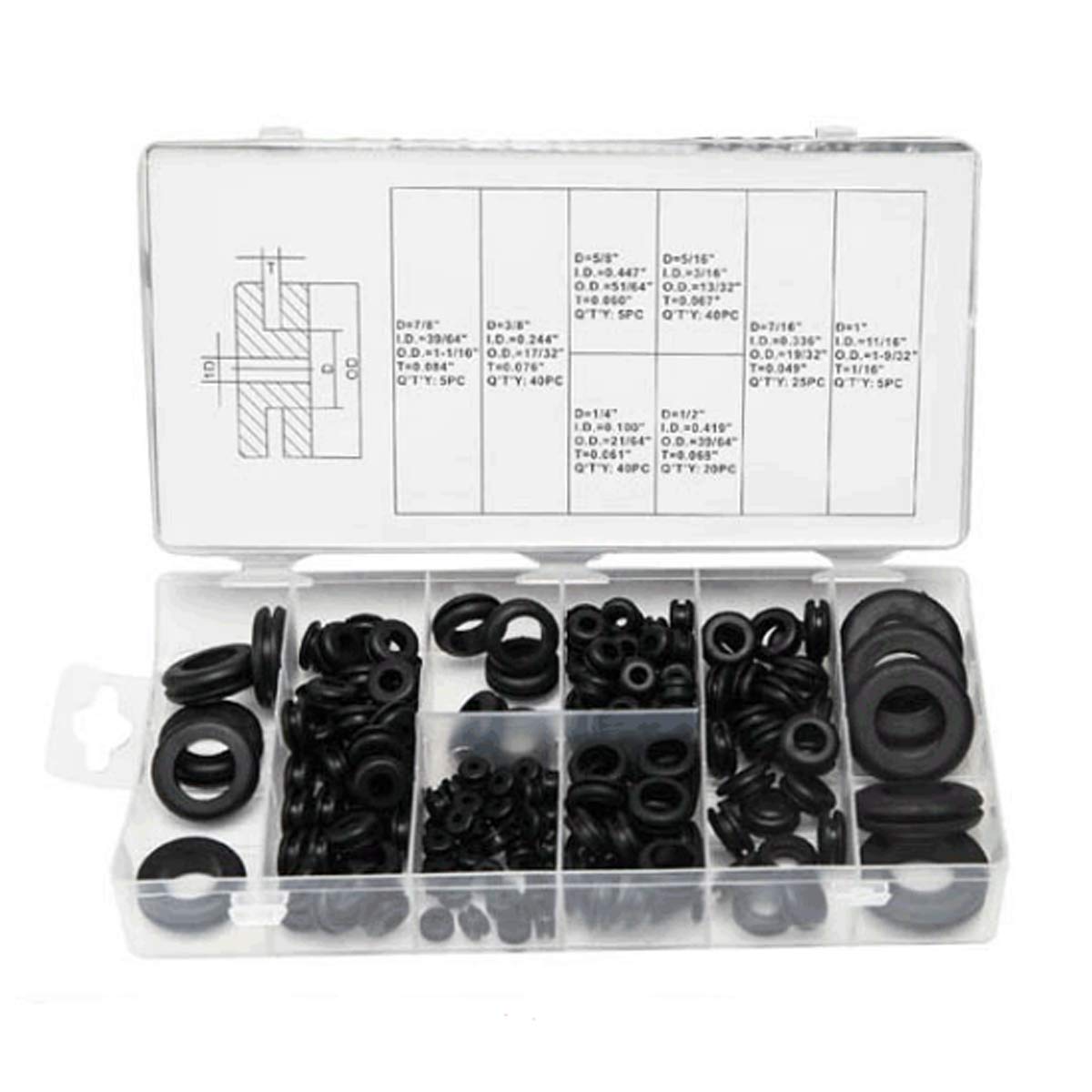 Boxonly 180 PCS O Rings Nitrile Rubber Gasket O Ring Seal Grommets Kit Metric Sealing Washers O-Rings Assortment Set