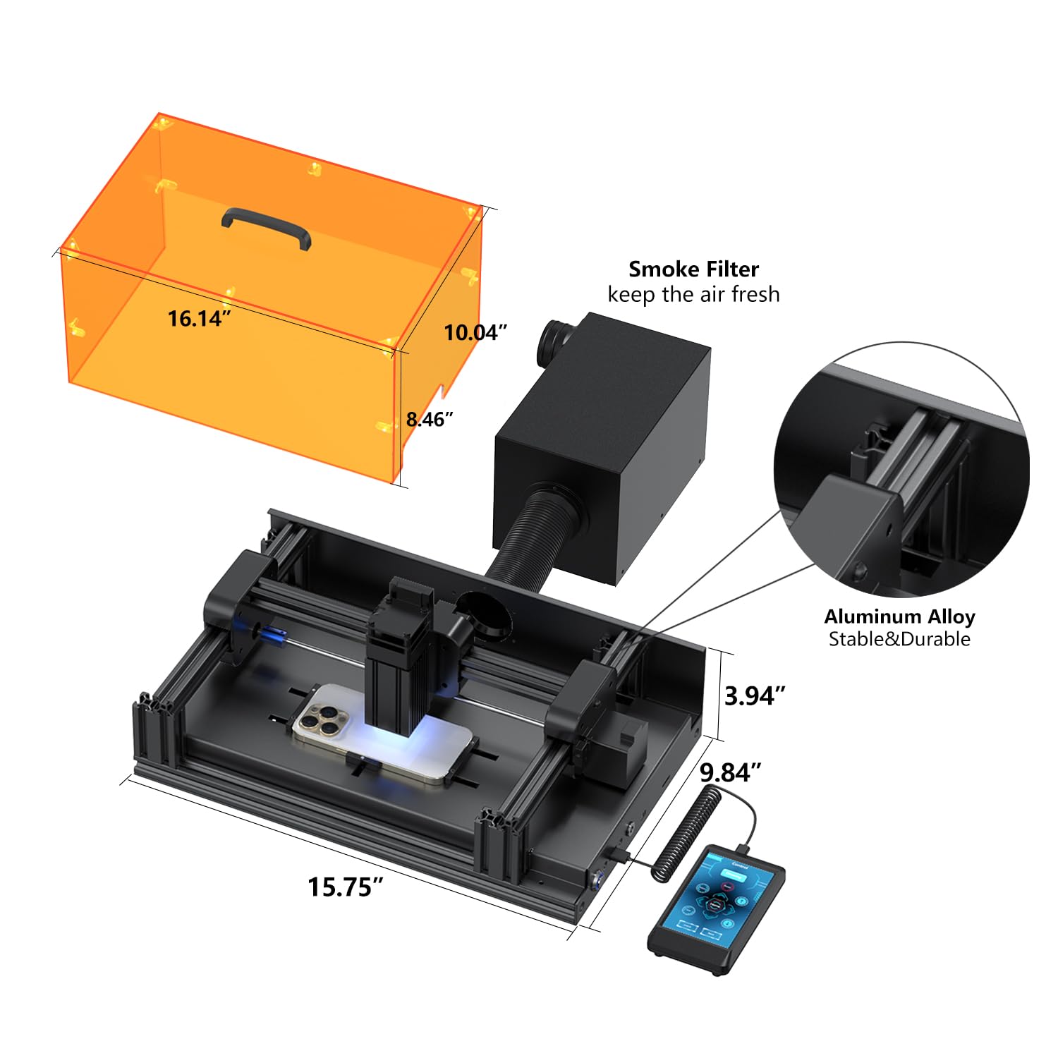SRWOR V2 Laser Machine for iPhone 8-15 Series Back Glass Replacement, Cell Phone Repair Laser Safely, Auto-focus Laser Seperator Engraving Machine with Air Filter and Phone Repair Tools