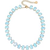 Firstmeet Oval Crystal Rhinestone Choker Collar Necklace Wedding Bridal Gift Jewelry for Women