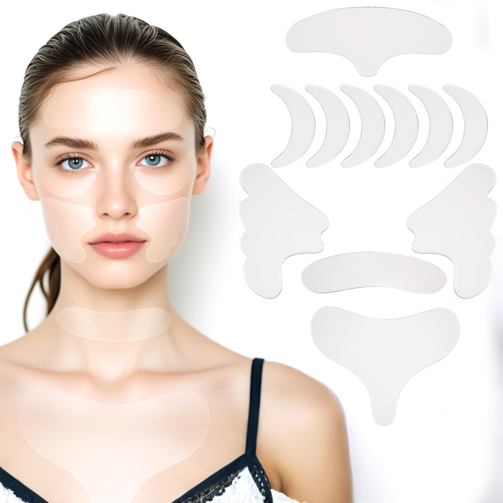 11 Pcs Forehead Wrinkle Patches, Silicone Face Patches, Reusable Anti Wrinkle Patches, Silicone Wrinkle Patches for Wrinkles Smoothing & Anti-Ageing