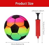 APOMOONS Inflatable Rainbow Soccer Ball 9 Inch PVC Neon Football with Hand Pump view 2