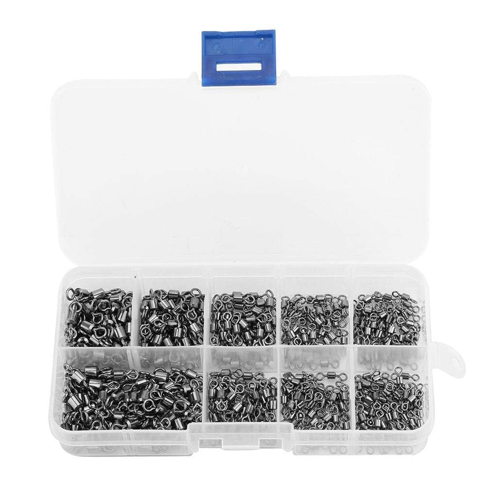 210pcs Fishing Rolling Swivels Fishing Rolling Swivels Ball Bearing Swivel with Solid Rings Fishing Hook Connector Tackle Box for Fishing Accessory