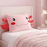 Kids Plush Toddler Pillowcase Animal Pillow Pals Axolotl Soft Cover for Beds and Nap Time Travel Pillows Bedroom Home Furnishing Gifts (Axolotl-Pink, 26×20Inches)