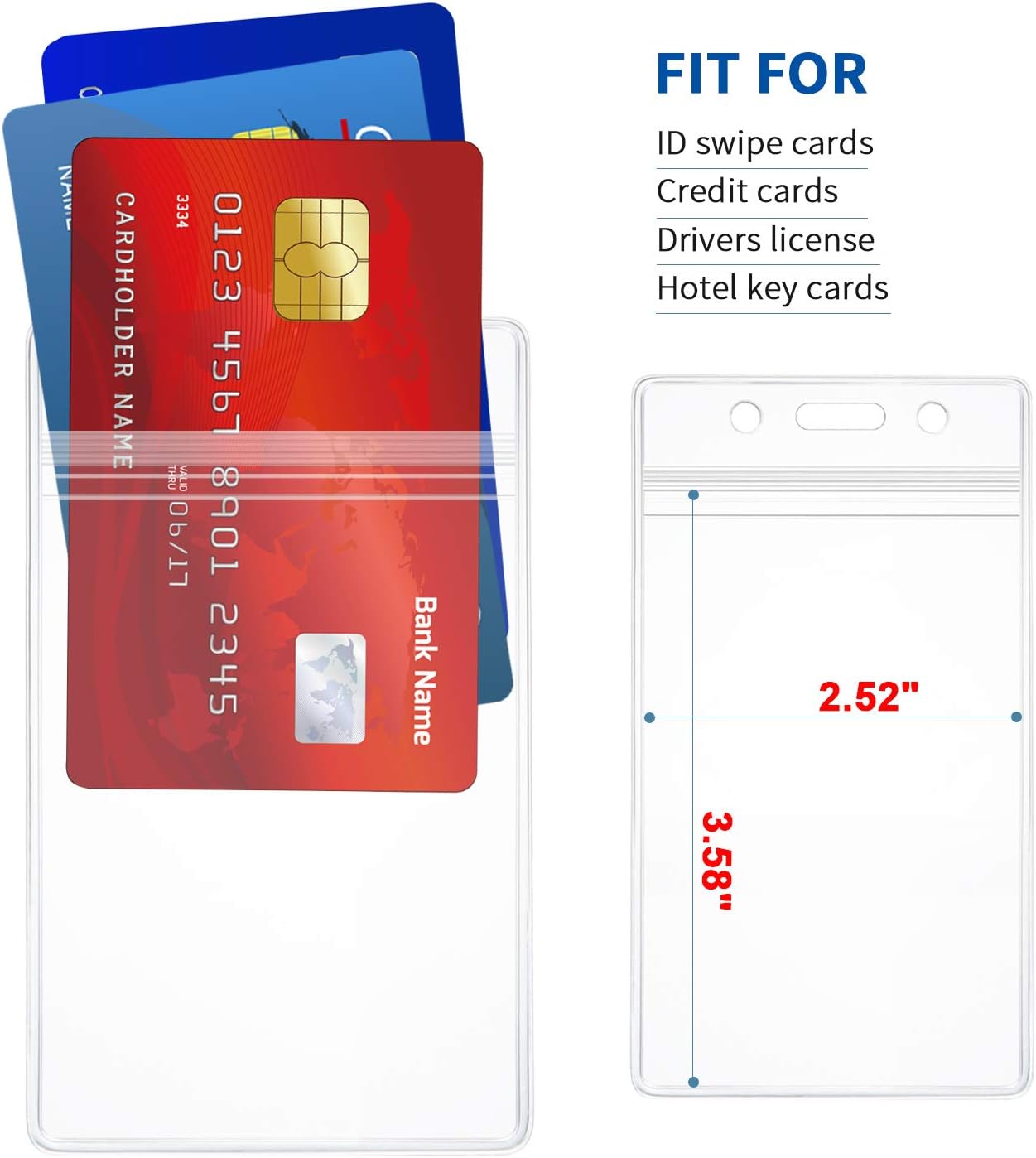 12 Pcs Extra Thick ID Card Badge Holder, Vertical Clear PVC Card Holder with Waterproof Resealable Zip Type : Office Products