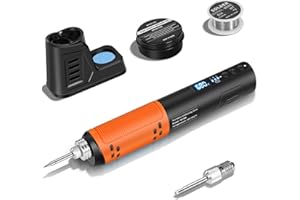 AUCANLA Cordless Soldering Iron Kit, Portable Soldering Iron Pen with Digital LED Screen Display, Adjustable Temperature 392-842°F, USB Rechargeable Soldering Gun kit with LED Spotlight