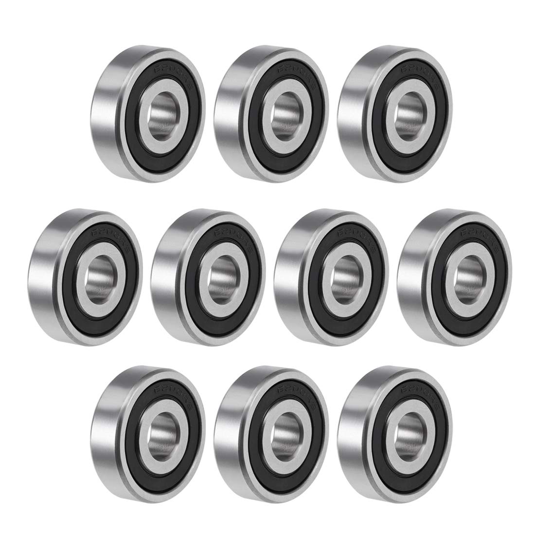 sourcing map 6200-2RS Deep Groove Ball Bearing 10x30x9mm Double Sealed ABEC-3 Bearings 10-Pack